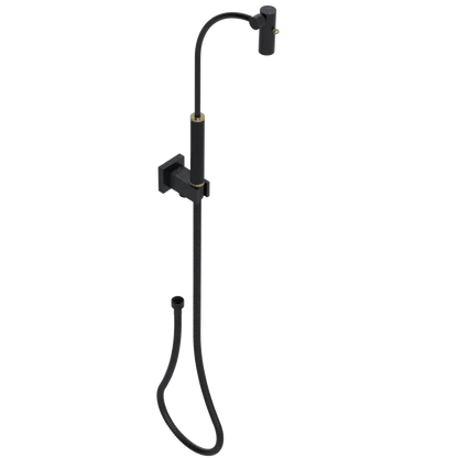 Rubinet Hand Held Shower Bidet with Extended Reach & Dual Function Spray Including Wall Bracket with Supply & Hose (Square) Matt Black
