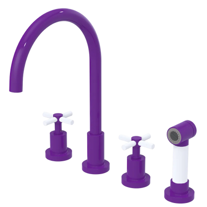 Rubinet Widespread Kitchen Set with LaSalle Spout with Hand Spray Purple Haze