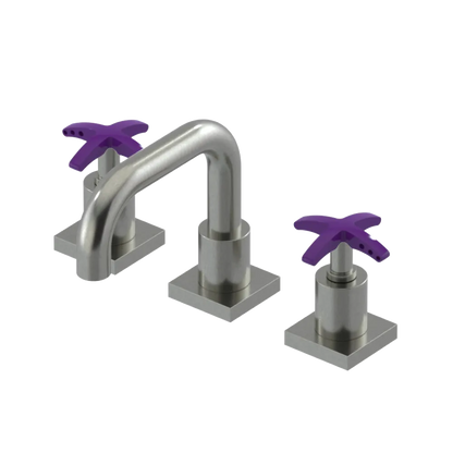 Rubinet Widespread Lav. Set. with Genesis spout (less drain) Satin Nickel