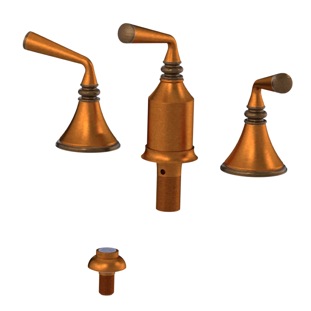 Rubinet Bidet Fitting with Spray, Diverter, and Vacum Breaker (Less Drain) Antique Copper Matt