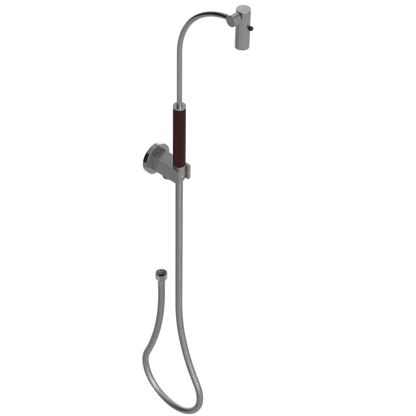 Rubinet Hand Held Shower Bidet with Extended Reach & Dual Function Spray Including Wall Bracket with Supply & Hose (Round) Satin Nickel