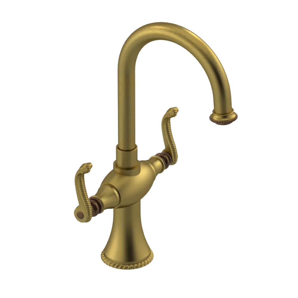 Rubinet Single Hole Dual Handle Lav. Set. (less drain) Antique Brass Matt