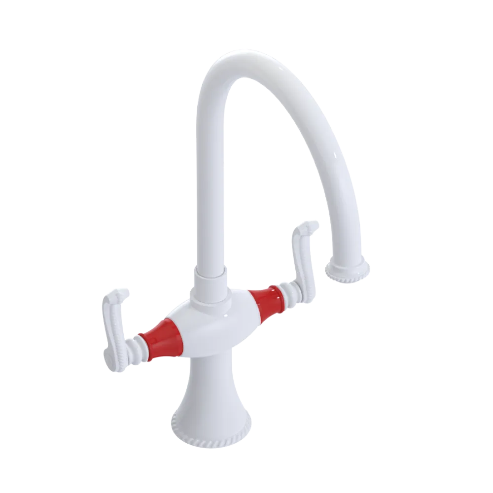 Rubinet Two Handle Single Hole Kitchen Set White