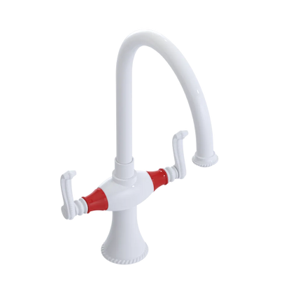 Rubinet Two Handle Single Hole Kitchen Set White