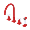 Rubinet Widespread Kitchen Set with Hand Spray Red