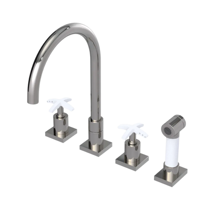 Rubinet Widespread Kitchen Set with Hand Spray Polished Nickel
