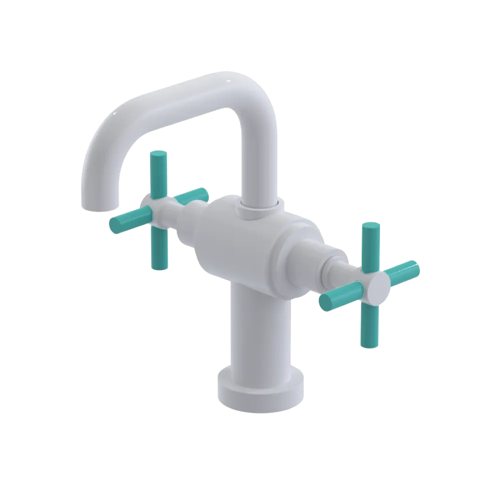 Rubinet Single Hole Dual Handle Lav. Set. (less drain) White