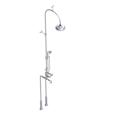 Rubinet Floor Mount Tub & Shower with hand held shower Satin Chrome
