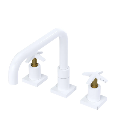 Rubinet Widespread Kitchen Set with Genesis Spout White