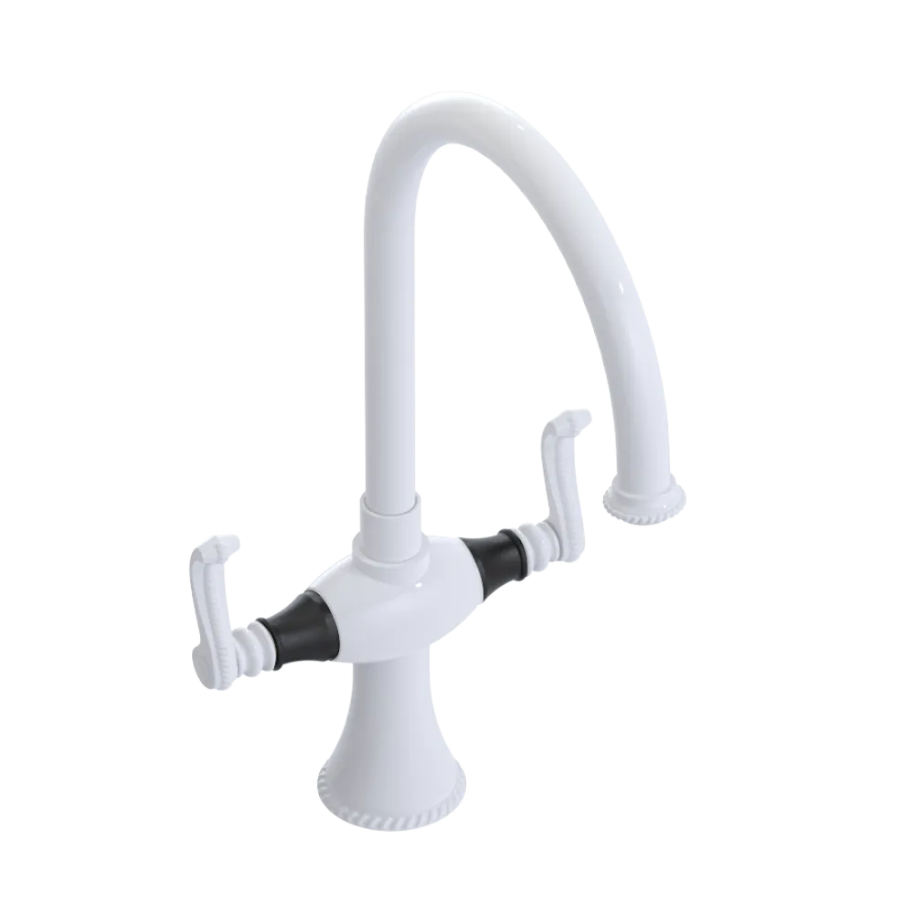 Rubinet Two Handle Single Hole Kitchen Set White