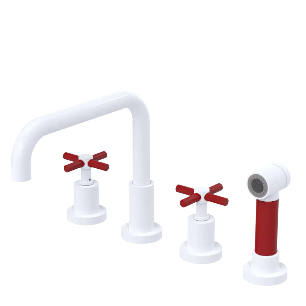 Rubinet Widespread Kitchen Set with Hand Spray White