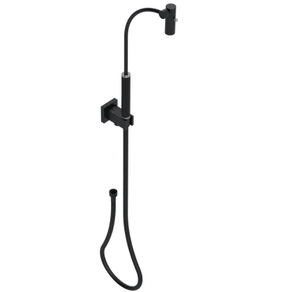 Rubinet Hand Held Shower Bidet with Extended Reach & Dual Function Spray Including Wall Bracket with Supply & Hose (Square) Matt Black