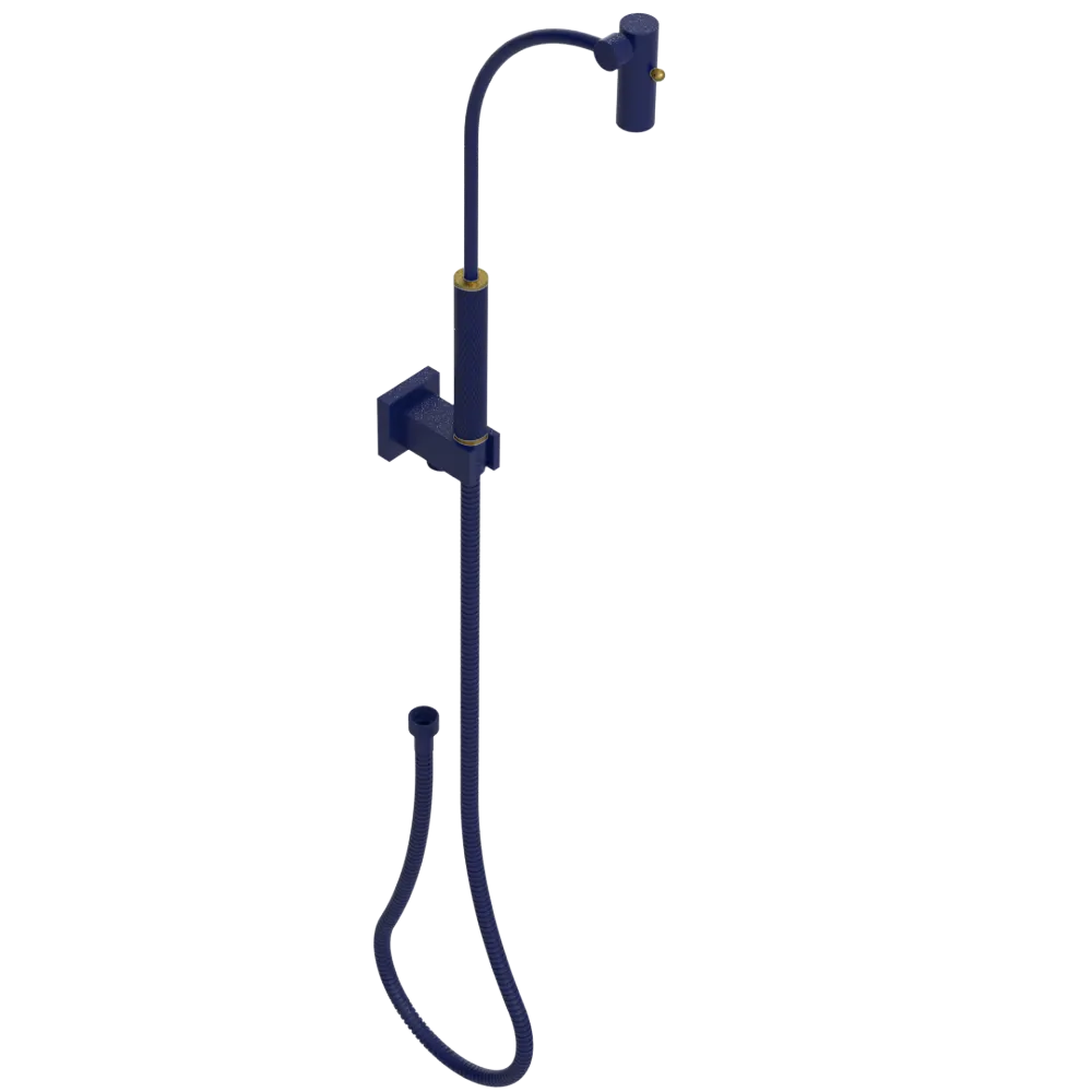 Rubinet Hand Held Shower Bidet with Extended Reach & Dual Function Spray Including Wall Bracket with Supply & Hose (Square) Midnight Blue