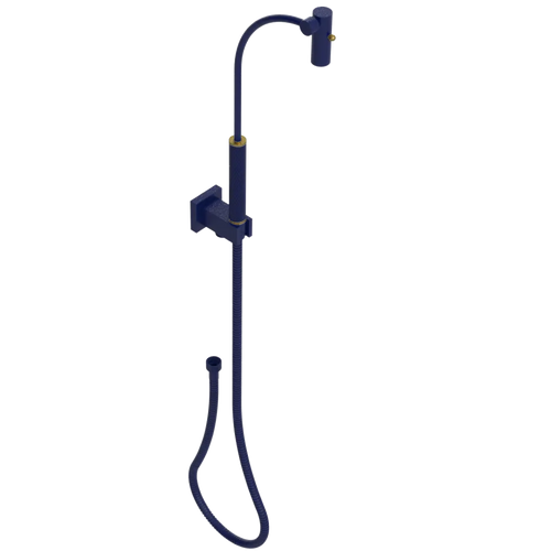 Rubinet Hand Held Shower Bidet with Extended Reach & Dual Function Spray Including Wall Bracket with Supply & Hose (Square) Midnight Blue