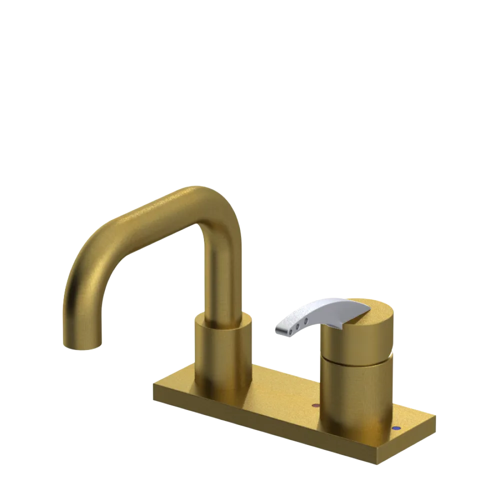 Rubinet 4" Centre Single Control Lav. Set. with Genesis spout (less drain) Antique Brass Matt
