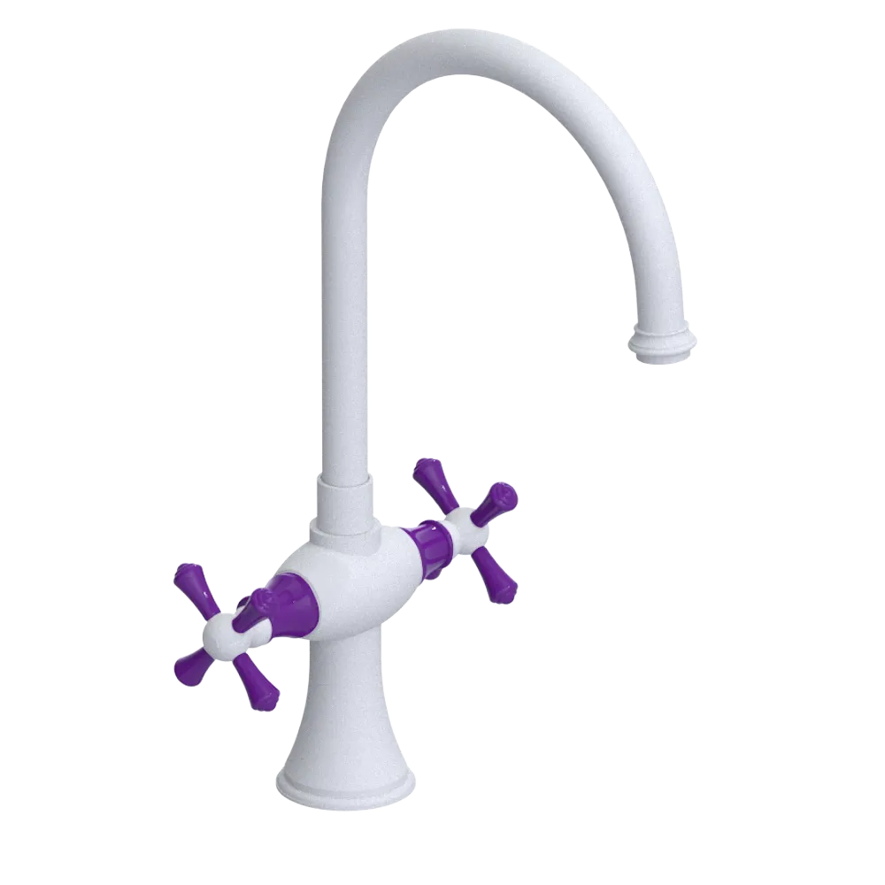 Rubinet Two Handle Single Hole Kitchen Set Matt White