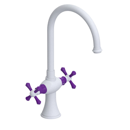 Rubinet Two Handle Single Hole Kitchen Set Matt White
