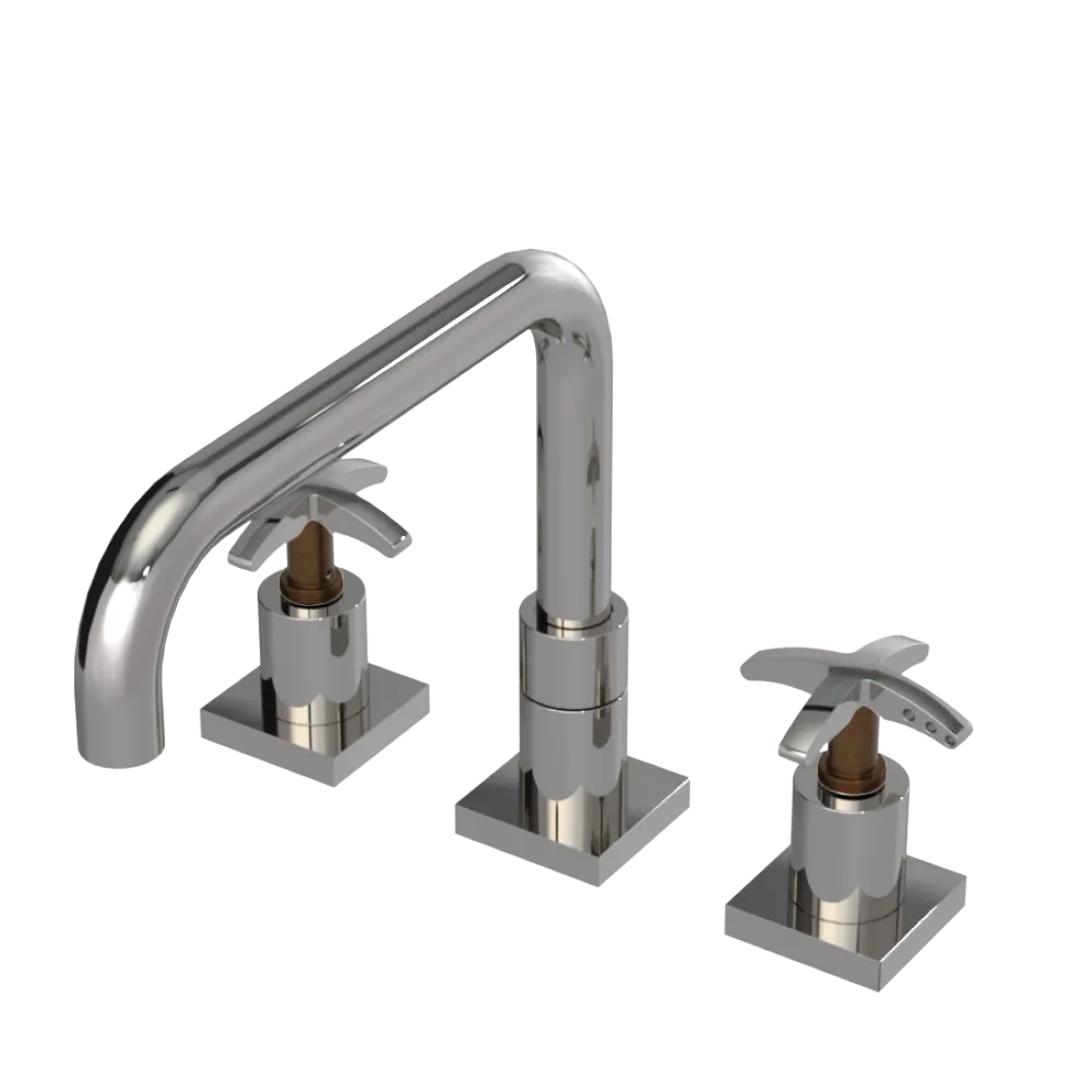 Rubinet Widespread Kitchen Set with Genesis Spout Polished Nickel