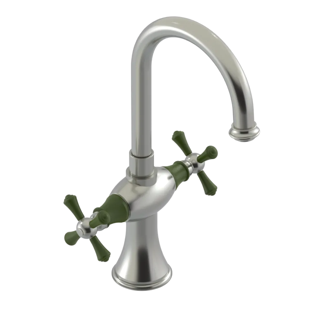 Rubinet Single Hole Dual Handle Lav. Set. (less drain) Satin Nickel