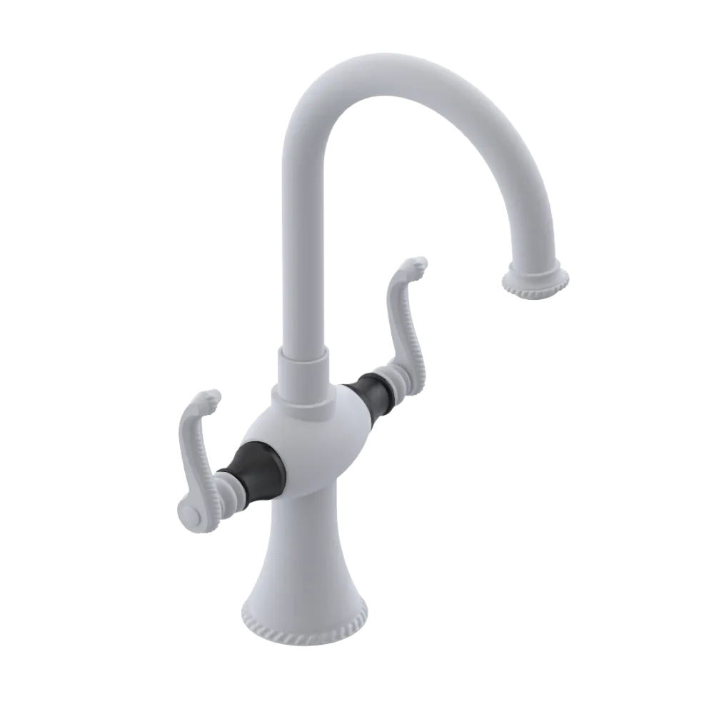 Rubinet Single Hole Dual Handle Lav. Set. (less drain) Matt White