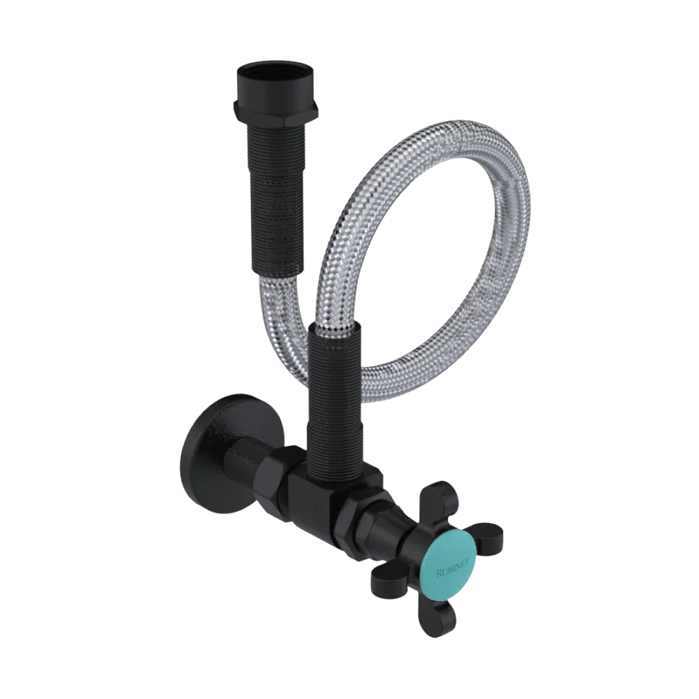 Rubinet Exposed Supply Kit (classic) x2 Matt Black