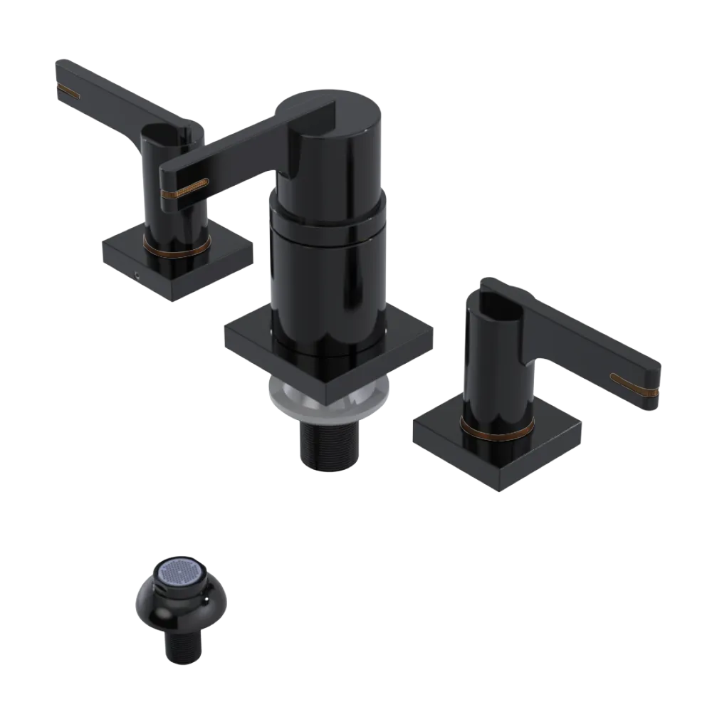 Rubinet Bidet Fitting with Spray, Diverter, and Vacum Breaker (Less Drain) Black