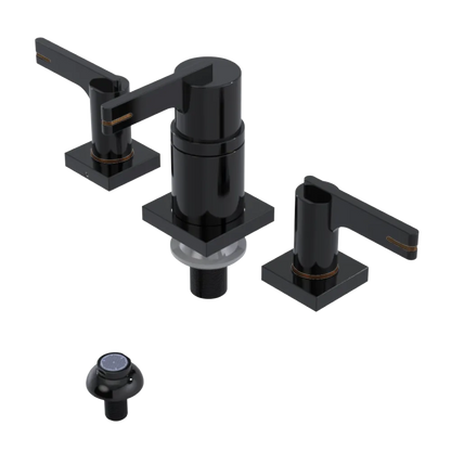 Rubinet Bidet Fitting with Spray, Diverter, and Vacum Breaker (Less Drain) Black