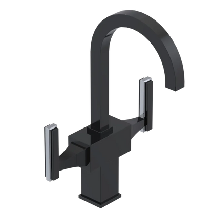 Rubinet Single Hole Dual Handle Lav. Set. (less drain) Black