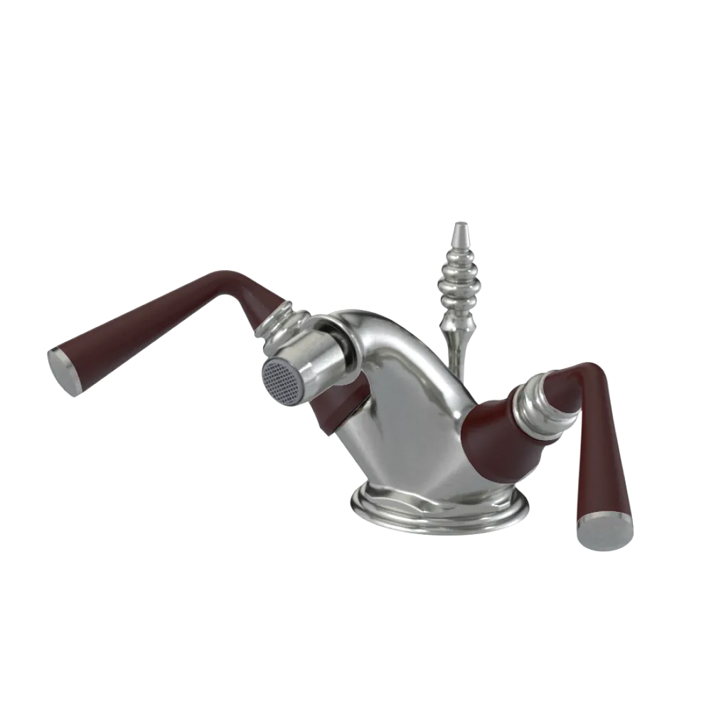 Rubinet Single Hole Dual Handle Bidet Fitting (Less Drain) Satin Nickel