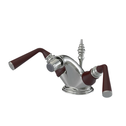 Rubinet Single Hole Dual Handle Bidet Fitting (Less Drain) Satin Nickel