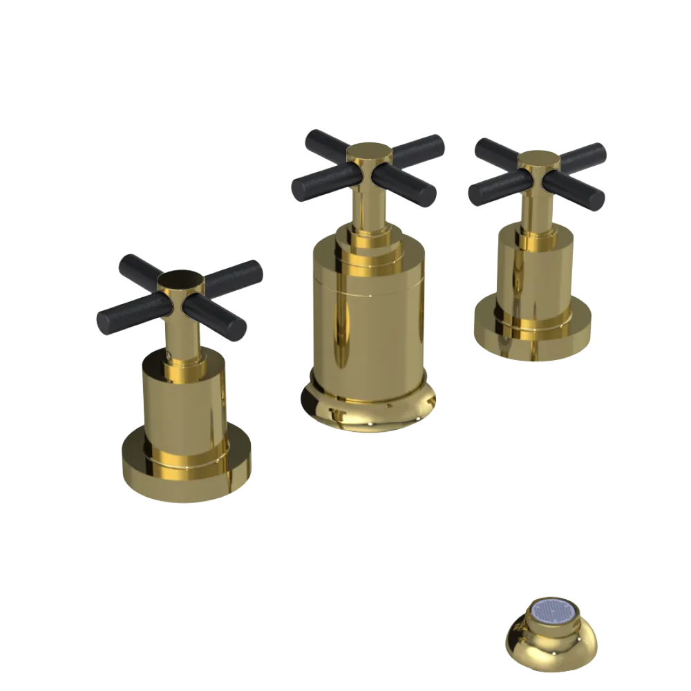 Rubinet Bidet Fitting with Spray, Diverter, and Vacuum Breaker (less drain) Bright Brass