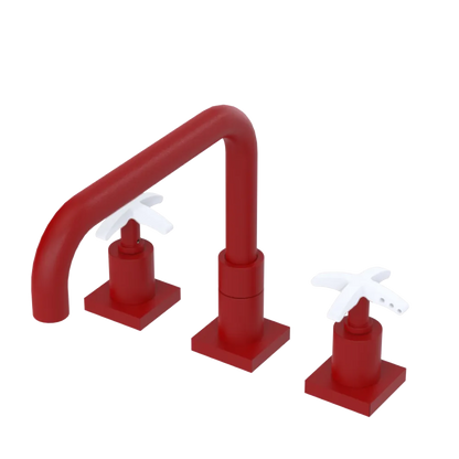 Rubinet Widespread Kitchen Set with Genesis Spout Maroon