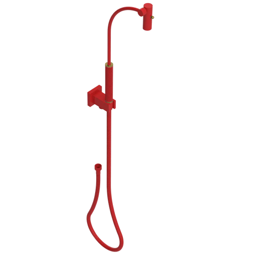 Rubinet Hand Held Shower Bidet with Extended Reach & Dual Function Spray Including Wall Bracket with Supply & Hose (Square) Red
