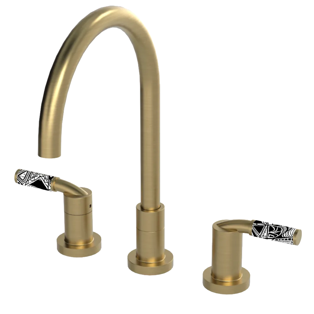 Rubinet Widespread Kitchen Set Satin Brass