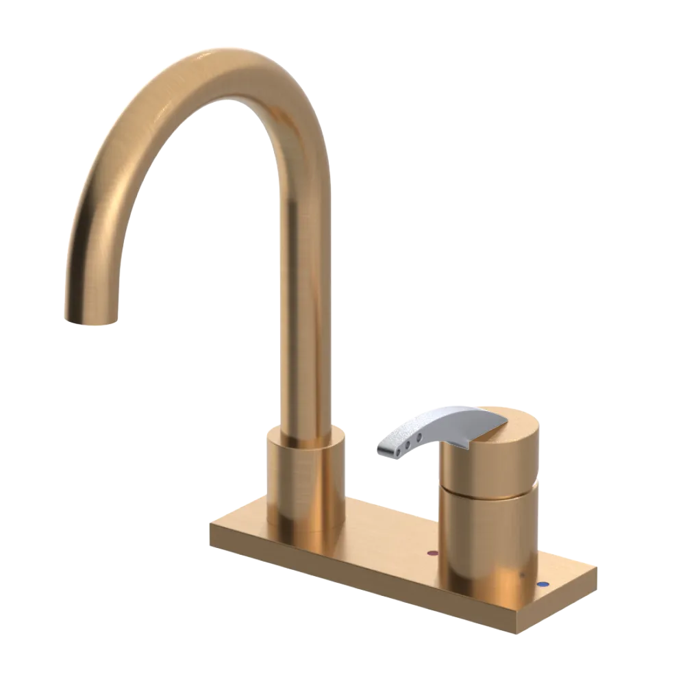 Rubinet 4" Centre Single Control Lav. Set. (less drain) Satin Gold