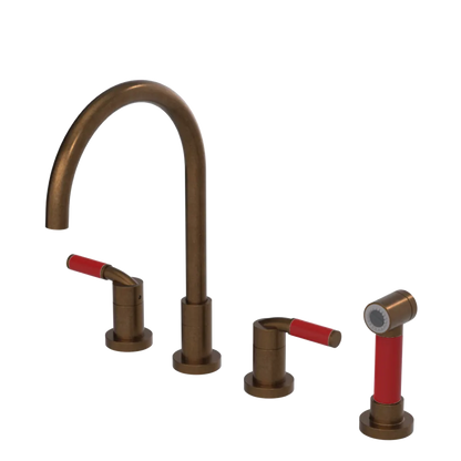 Rubinet Widespread Kitchen Set with Hand Spray Tuscan Brass