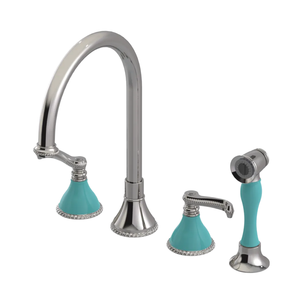 Rubinet Widespread Kitchen Set with Hand Spray Polished Nickel