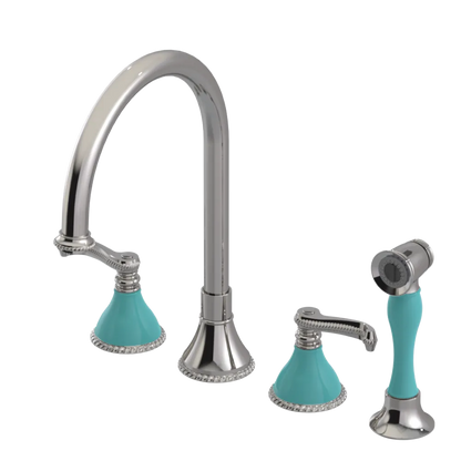 Rubinet Widespread Kitchen Set with Hand Spray Polished Nickel