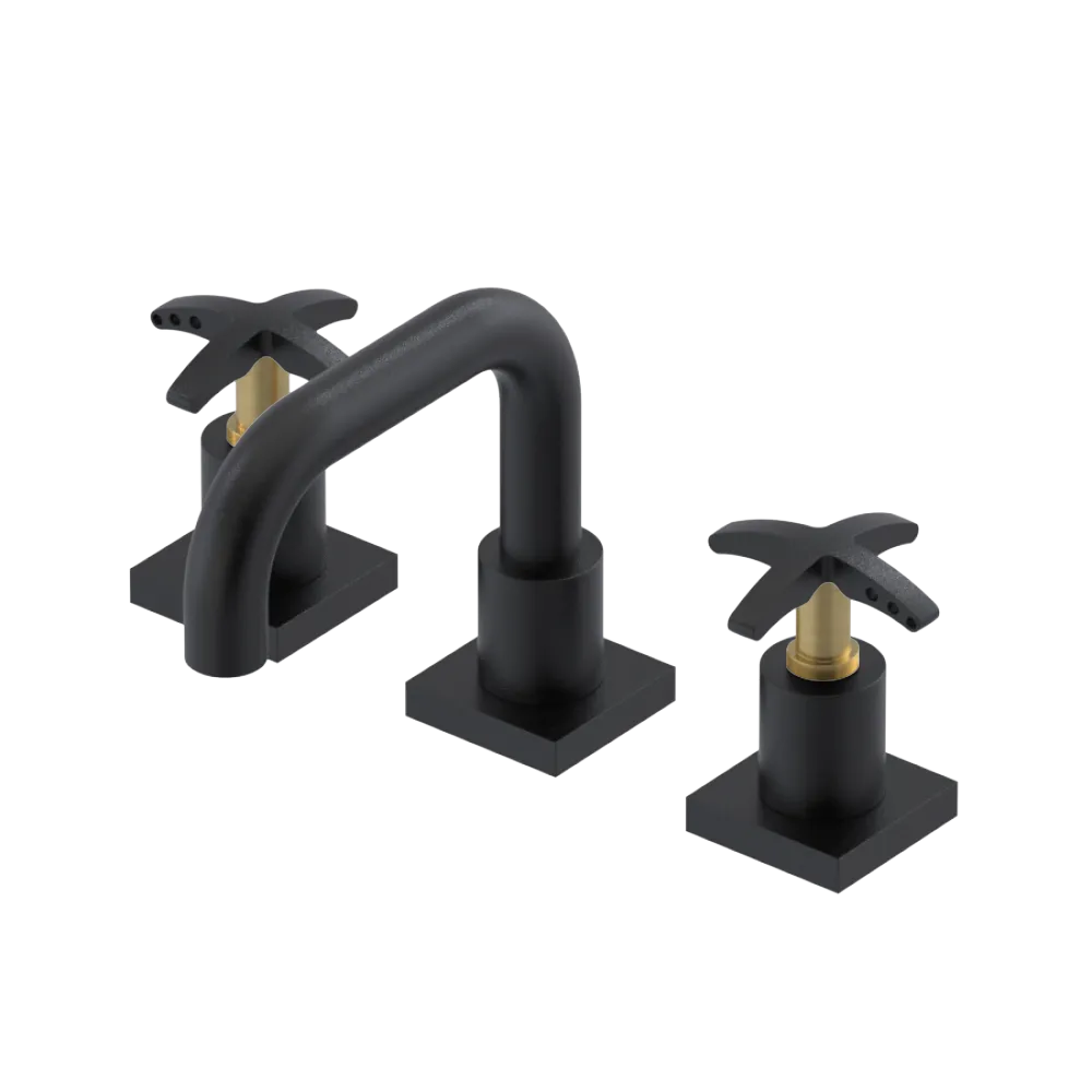 Rubinet Widespread Lav. Set. with Genesis spout (less drain) Matt Black