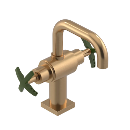 Rubinet Single Hole Dual Handle Lav. Set. with Genesis spout (less drain) Satin Gold