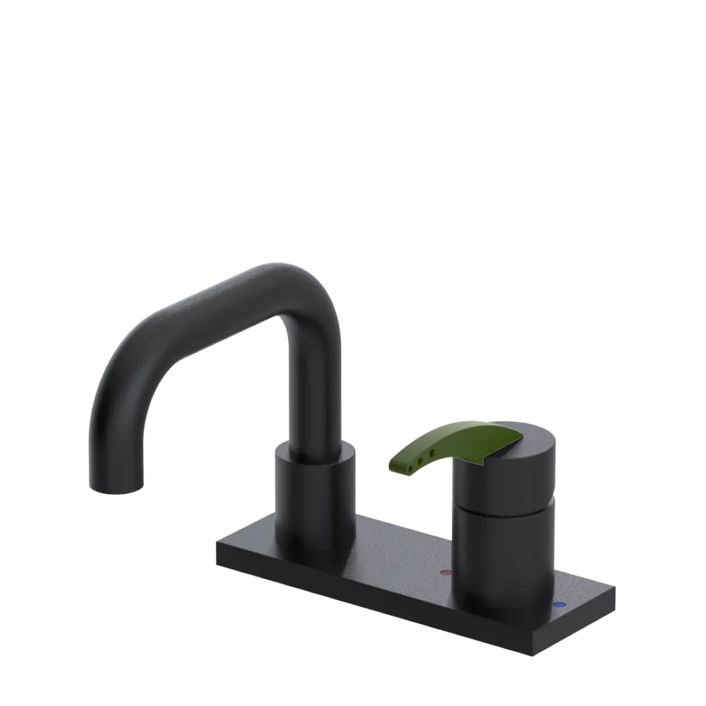 Rubinet 4" Centre Single Control Lav. Set. with Genesis spout (less drain) Matt Black