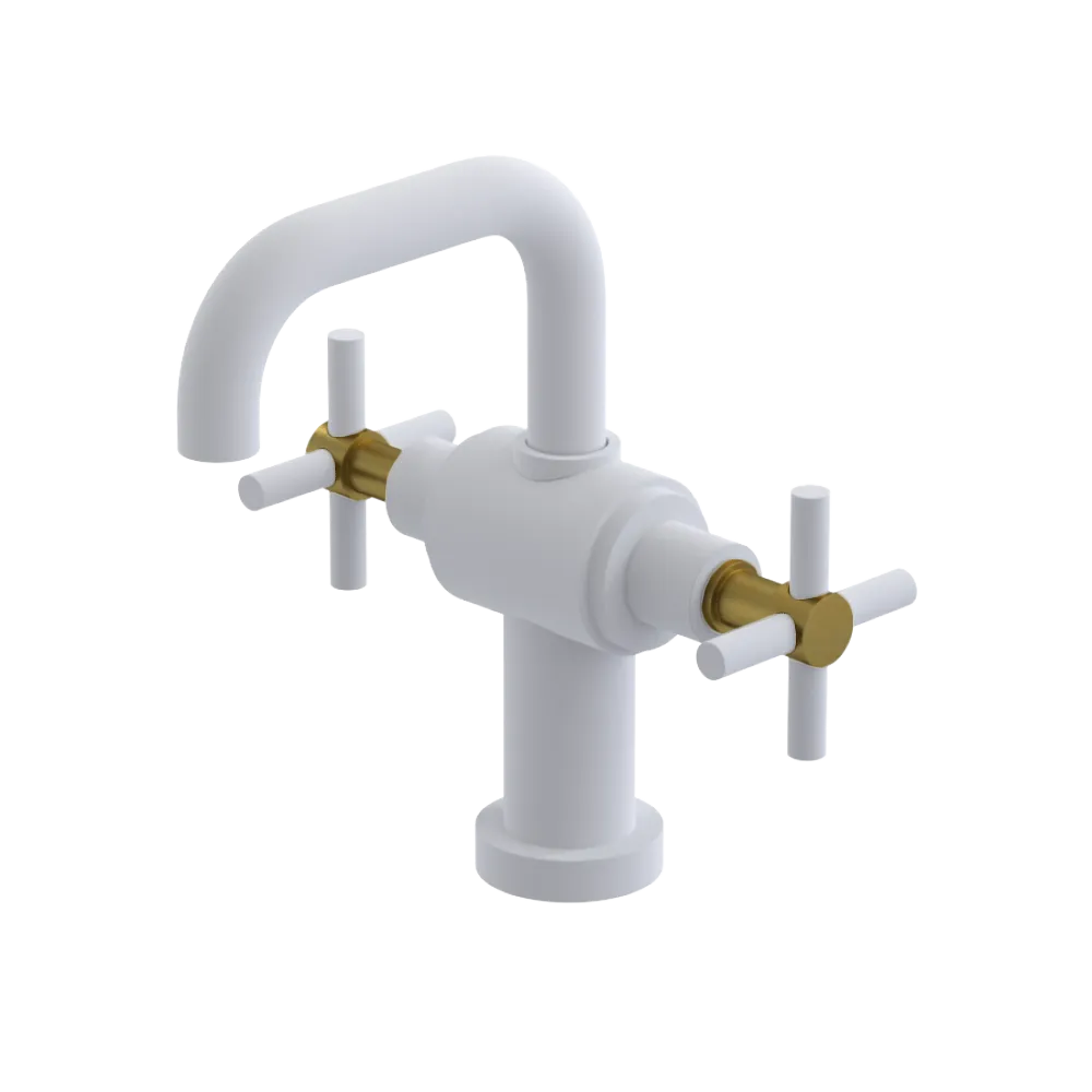 Rubinet Single Hole Dual Handle Lav. Set. (less drain) Matt White