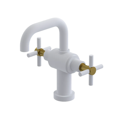 Rubinet Single Hole Dual Handle Lav. Set. (less drain) Matt White