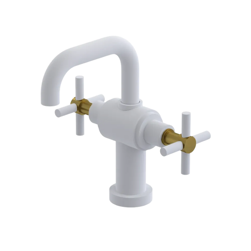 Rubinet Single Hole Dual Handle Lav. Set. (less drain) Matt White