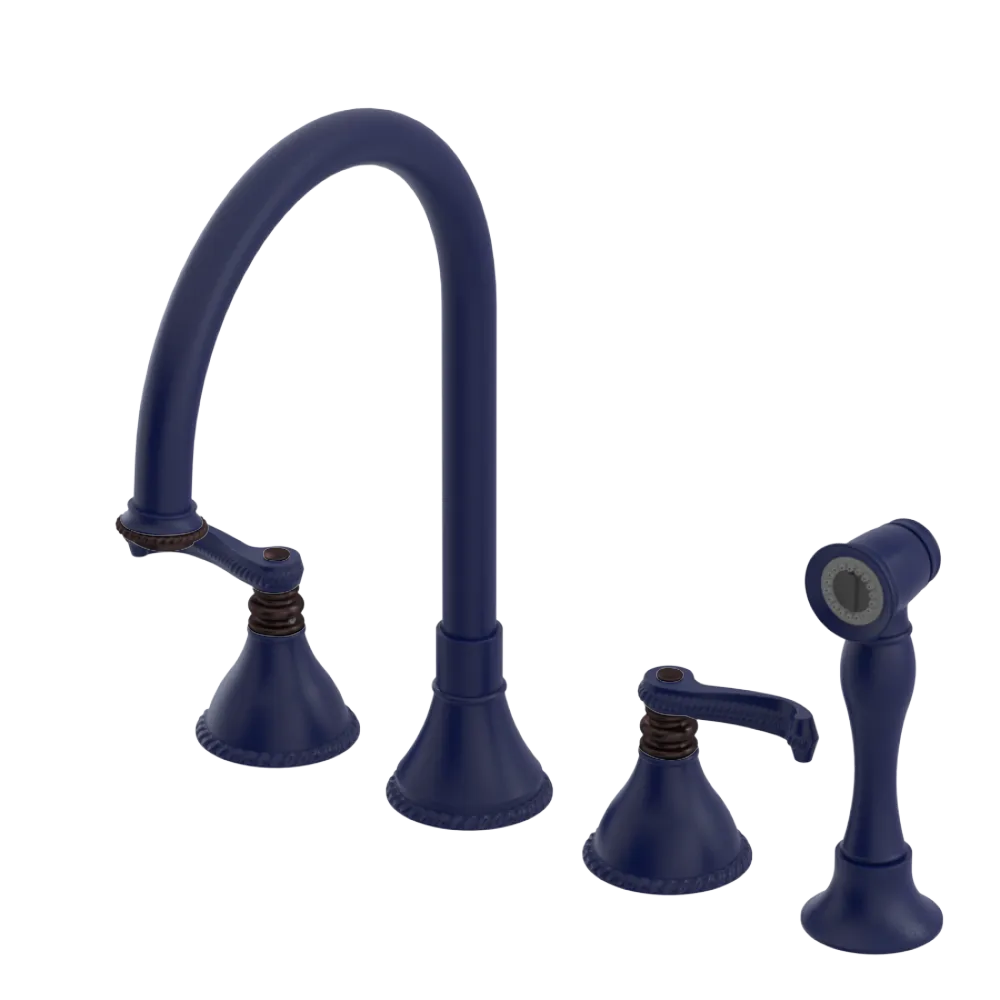 Rubinet Widespread Kitchen Set with Hand Spray Midnight Blue