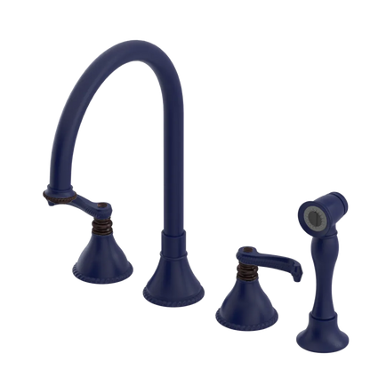 Rubinet Widespread Kitchen Set with Hand Spray Midnight Blue