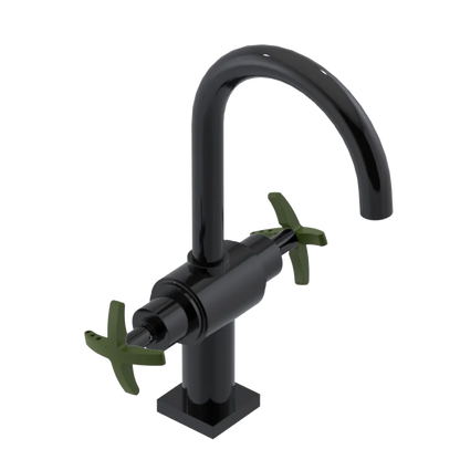 Rubinet Single Hole Dual Handle Lav. Set. (less drain) Black
