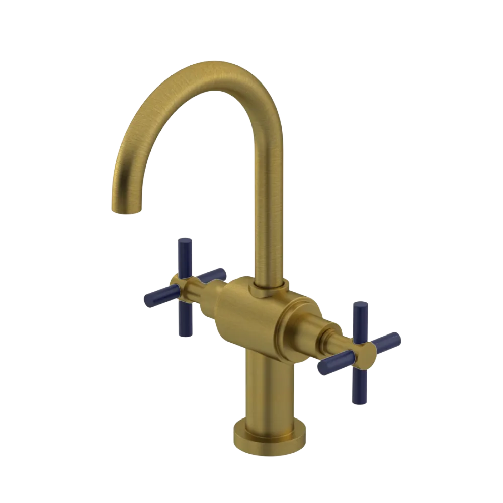 Rubinet Single Hole Dual Handle Lav. Set with LaSalle Spout (less drain) Antique Brass Matt