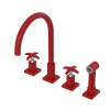 Rubinet Widespread Kitchen Set with Hand Spray Maroon