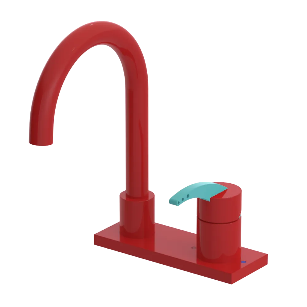 Rubinet 4" Centre Single Control Lav. Set. (less drain) Red